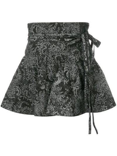 Marc Jacobs Lace-print High-waist Denim Ruffle Skirt, Black