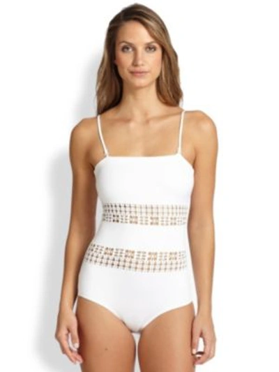 Clover Canyon One-piece Laser Bandeau Swimsuit In White
