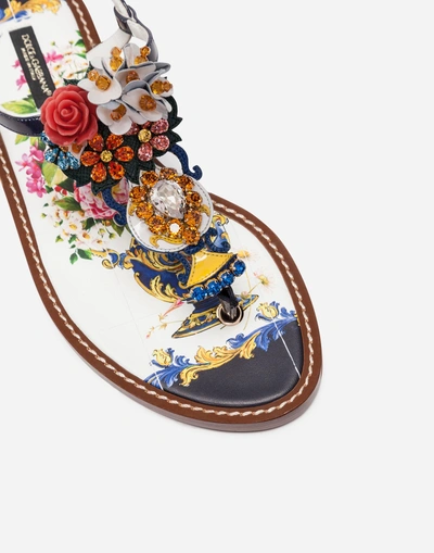 Shop Dolce & Gabbana Bejeweled Thong Sandals In 多色