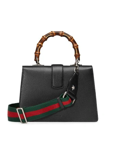 Shop Gucci Dionysus Leather Top Handle Bag In Black