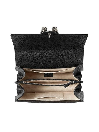 Shop Gucci Dionysus Leather Top Handle Bag In Black