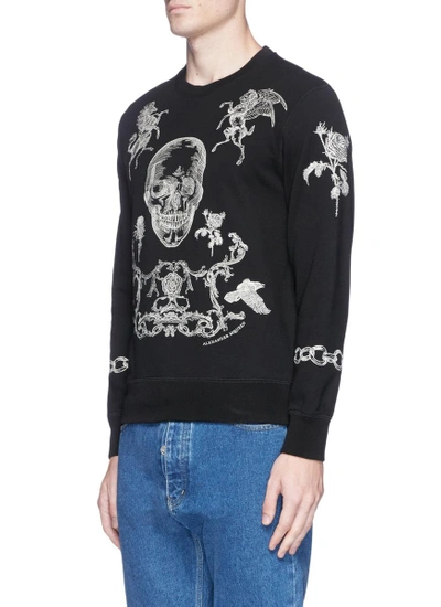 Shop Alexander Mcqueen Heraldic Skull Embroidered Sweatshirt