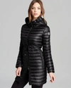Moncler Barbel Tie Waist Hooded Lightweight Down Coat In Black