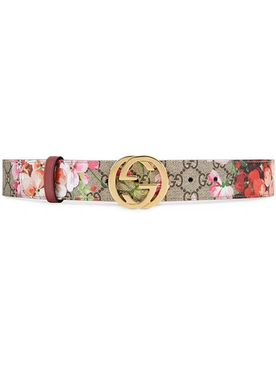 Gucci Rose Leather Belt In Multi/ Dry Rose