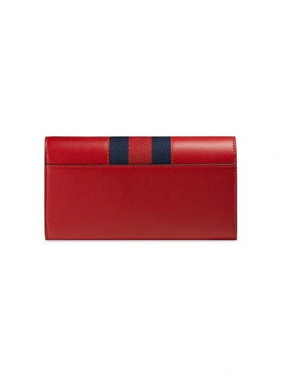 Shop Gucci Sylvie Leather Continental Wallet - Red