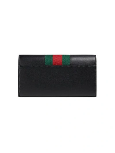 Shop Gucci Sylvie Leather Continental Wallet In Black