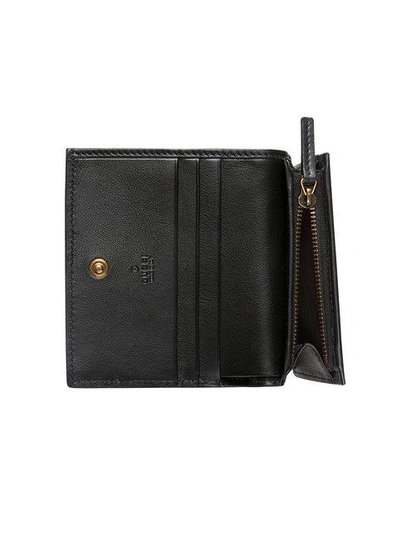 Shop Gucci Queen Margaret Leather Card Case In Black