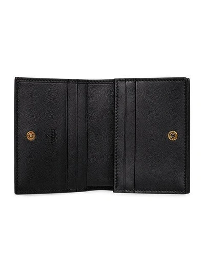 Shop Gucci Queen Margaret Leather Card Case In Black