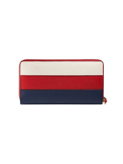 Shop Gucci Queen Margaret Leather Zip Around Wallet In Red