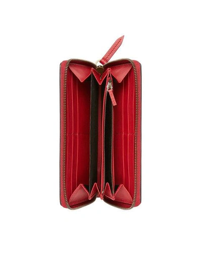 Shop Gucci Queen Margaret Leather Zip Around Wallet In Red