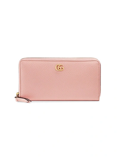 Gucci Gg Marmont Leather Zip Around Wallet In Pink