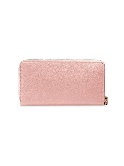 Shop Gucci Leather Zip Around Wallet In Pink