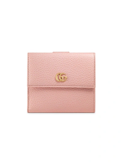 Gucci Leather French Flap Wallet In Pink