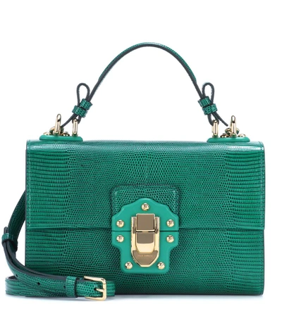 Dolce & Gabbana Lucia Embossed Leather Shoulder Bag In Green