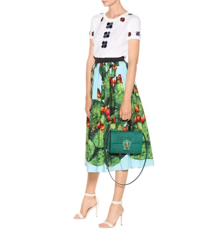 Shop Dolce & Gabbana Lucia Embossed Leather Shoulder Bag In Green
