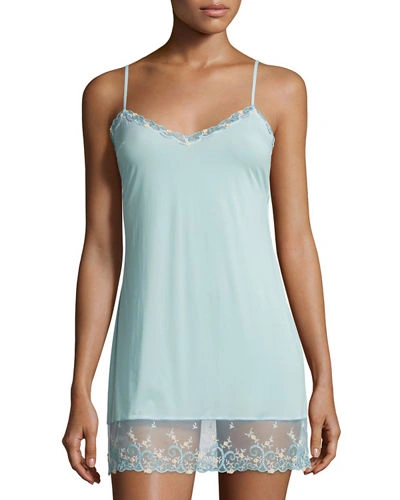 La Perla Liaison Lace-trim Chemise, Light Blue