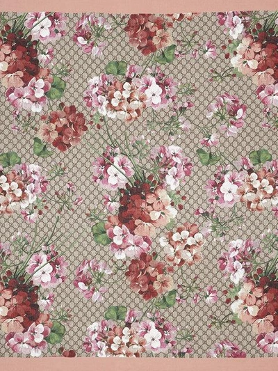 Shop Gucci Modal Silk Blooms Print Shawl In Pink