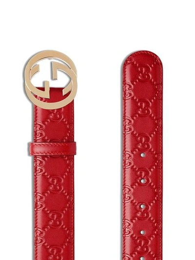 Shop Gucci Gg Logo Belt In Red