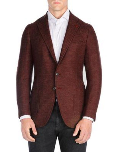 Shop Isaia Herringbone Sportcoat In Dark Red