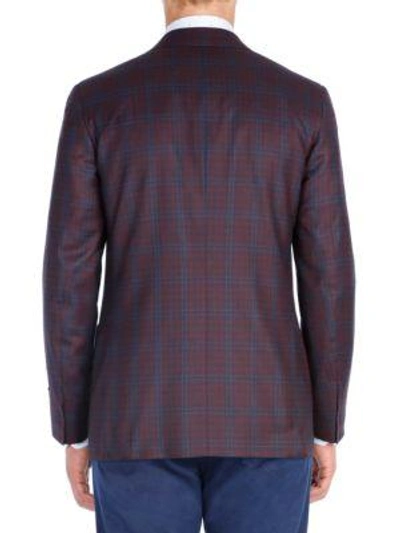 Shop Isaia Gingham Wool Sportcoat In Navy