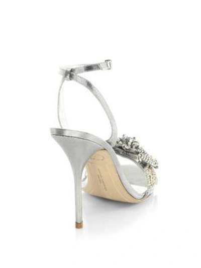 Shop Sophia Webster Lilico Crystal-embellished Metallic Ankle-strap Sandals In Silver