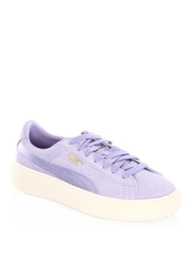 Puma Basket Suede Platform Sneakers In Purple