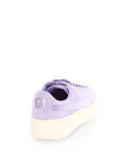 Shop Puma Basket Suede Platform Sneakers In Purple