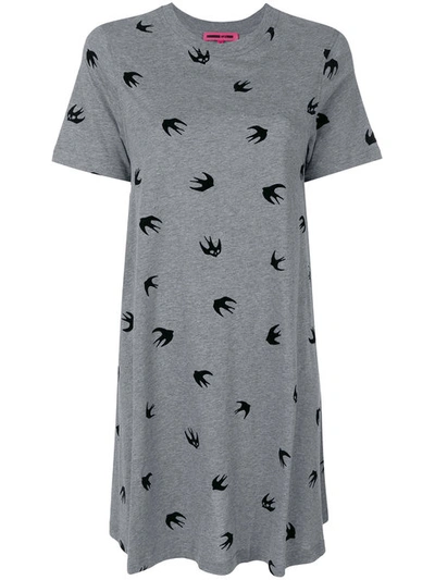 Shop Mcq By Alexander Mcqueen Mcq Alexander Mcqueen Flocked Swallow Dress - Grey