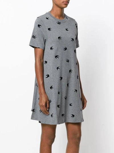 Shop Mcq By Alexander Mcqueen Mcq Alexander Mcqueen Flocked Swallow Dress - Grey