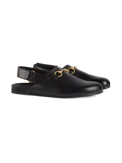 Shop Gucci Horsebit Leather Slipper In Black