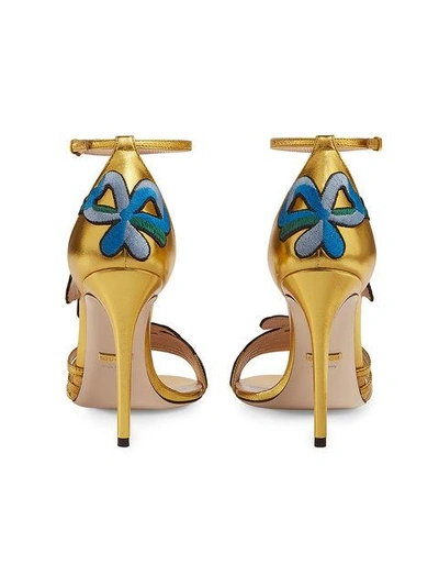 Shop Gucci Gold Ophelia 110 Leather Sandals In Yellow