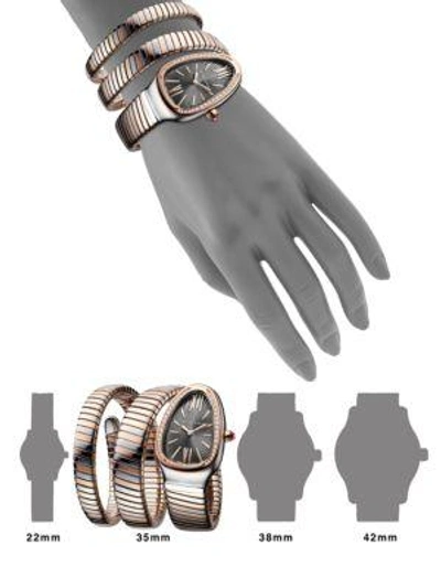 Shop Bvlgari Women's Serpenti Tubogas Rose Gold, Stainless Steel & Diamond Double Twist Watch