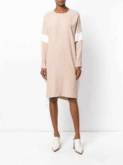 Shop Agnona Sleeve Panel Dress - Neutrals
