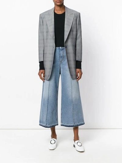 Shop Alexander Mcqueen Cropped Wide-leg Jeans In Blue