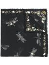 ALEXANDER MCQUEEN Dragonfly printed scarf,DRYCLEANONLY