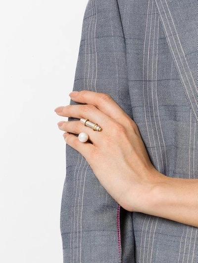 Shop Givenchy Obsedia Faux Pearl Ring In Grey