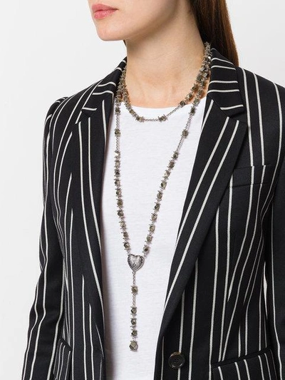 Shop Givenchy Faceted Stone Rosary Necklace - Metallic