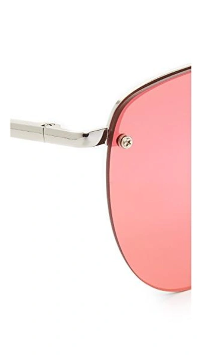 Shop Le Specs The King Sunglasses In Silver/magenta