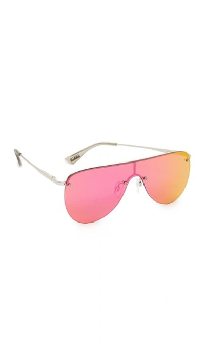 Le Specs The King D-frame Mirrored Sunglasses In Fuchsia