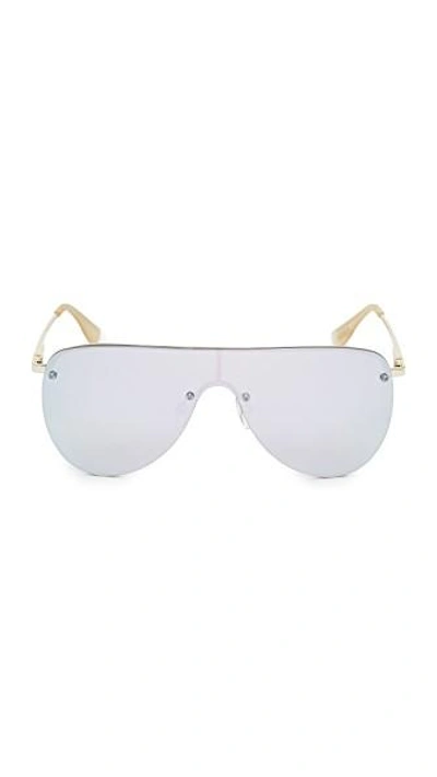 Shop Le Specs The King Sunglasses In Gold/diamond Revo