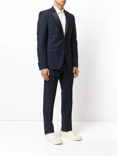 Shop Givenchy Contrast Lapel Two Piece Suit In Blue