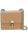 Fendi Mini Kan I Leather Shoulder Bag In Neutrals