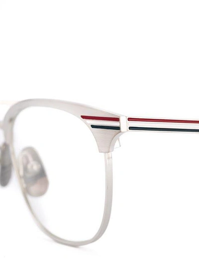 Shop Thom Browne Eyewear Shiny Silver Optical Glasses - Grey