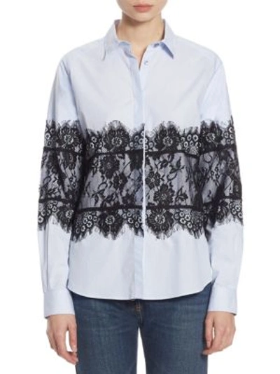 Each X Other Lace Cotton Oxford Shirt In Sky Blue