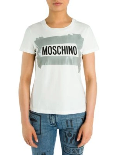 Shop Moschino Cotton Logo Tee In White