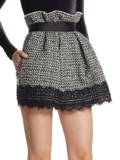 Shop Faith Connexion Tweed Short Skirt In Black White