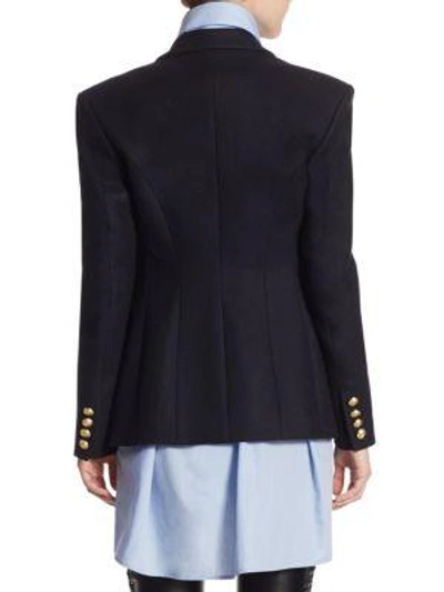 Shop Faith Connexion Double-breasted Wool Blazer In Navy