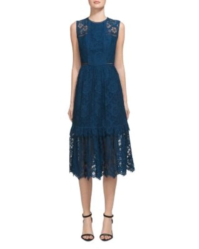 Whistles Rosie Lace Panel Dress In Blue