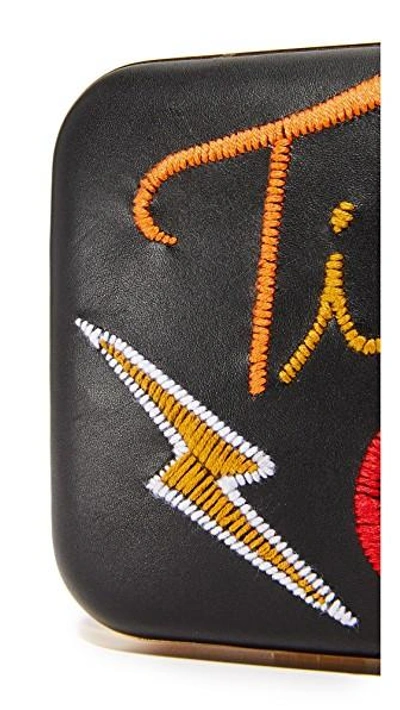 Shop Alice And Olivia Shirley Embroidered Large Clutch In Multi