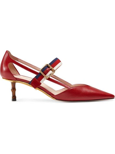 Shop Gucci Leather Pumps In Red